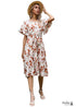 Boho Ruffle Sleeve Pleated Print Skirt